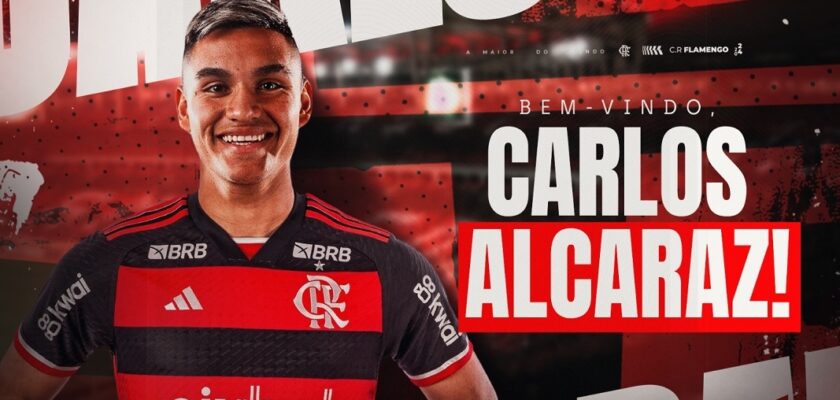 Flamengo anuncia a contratação do meia Carlos Alcaraz