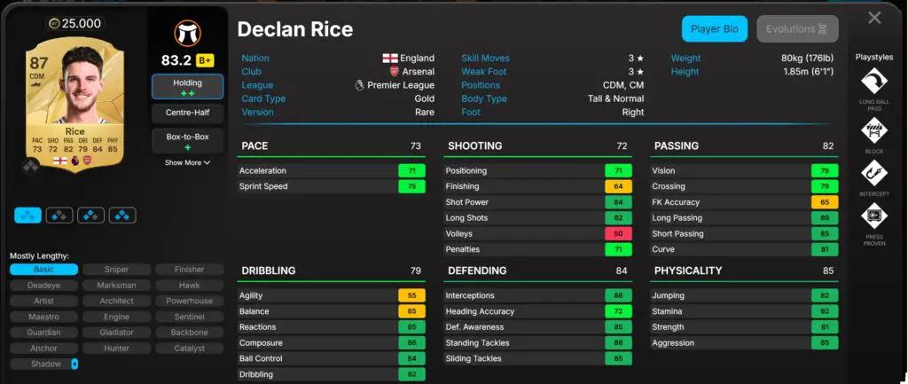 Melhores volantes do EA Sports FC 25 - Rice